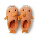 Orange kids plush chick character slippers