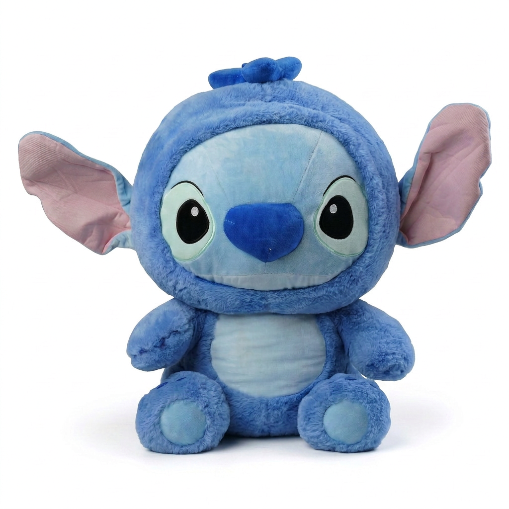 Blue monster character plush with kigurumi costume, large size