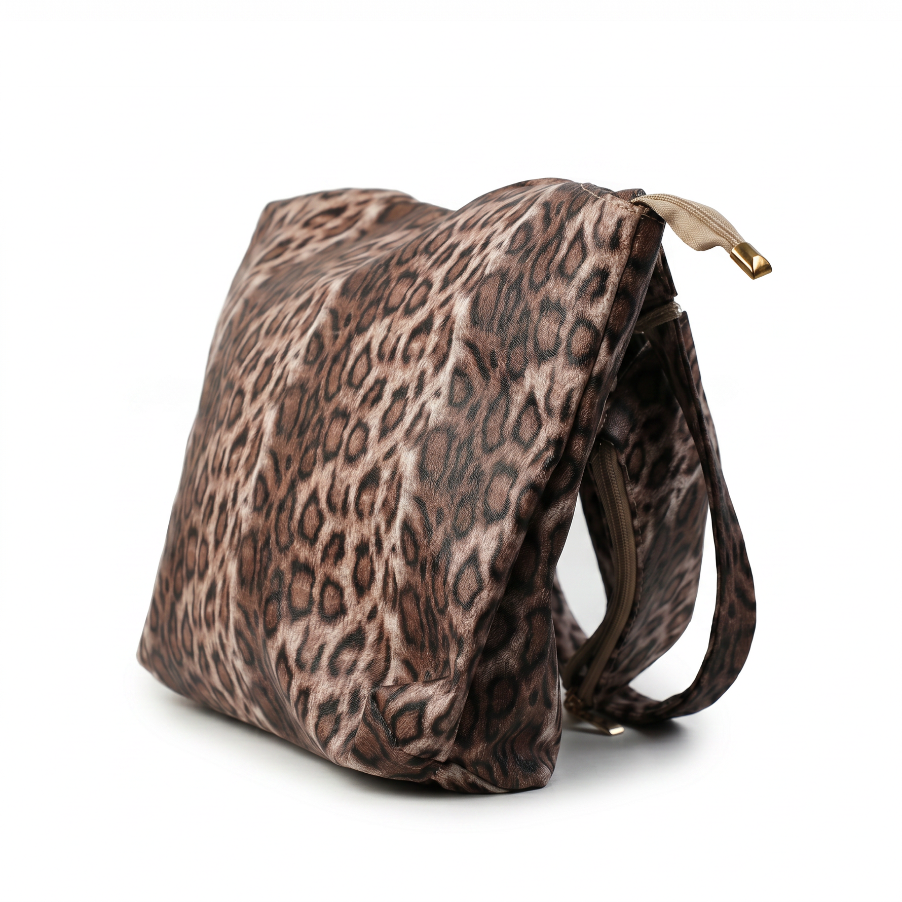 Leopard Print Clutch / Cosmetic Pouch with Gold Zip — additional view 3