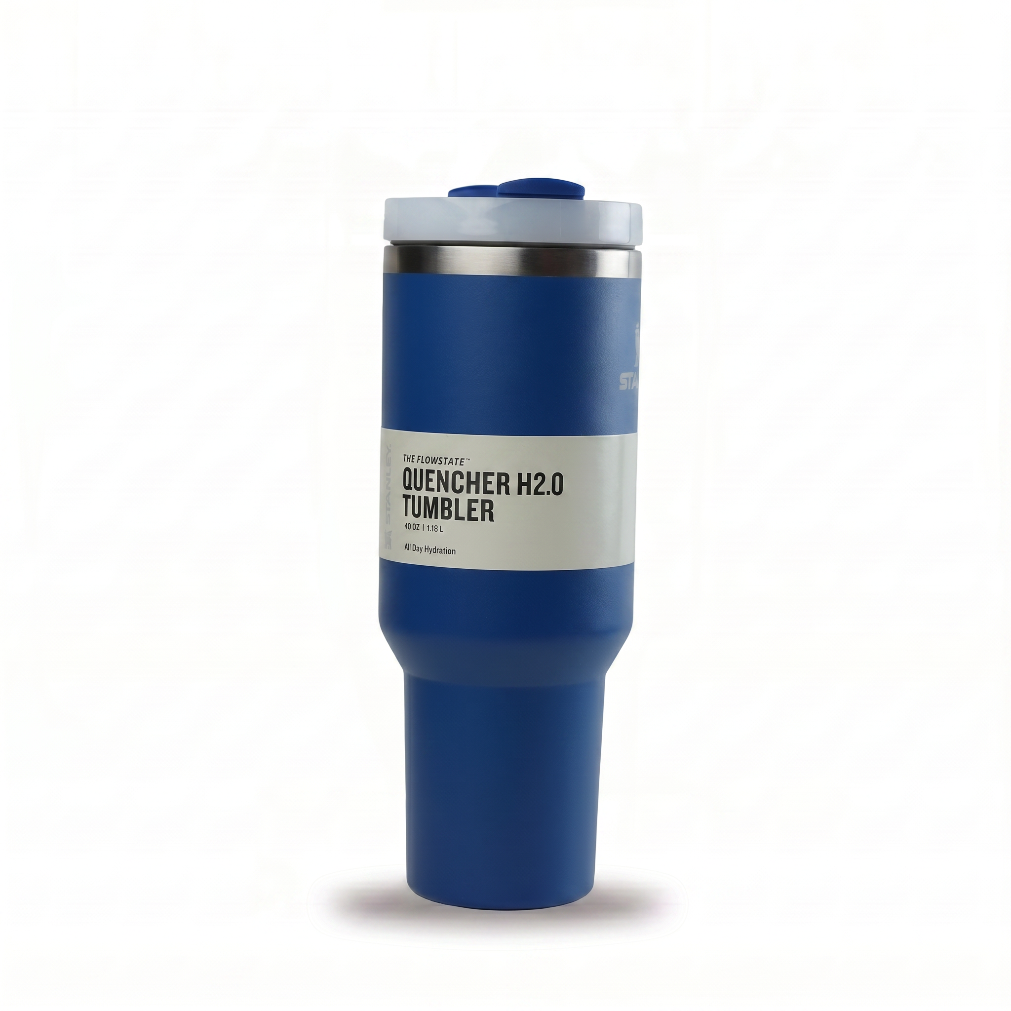 Navy blue insulated stainless-steel tumbler with handle