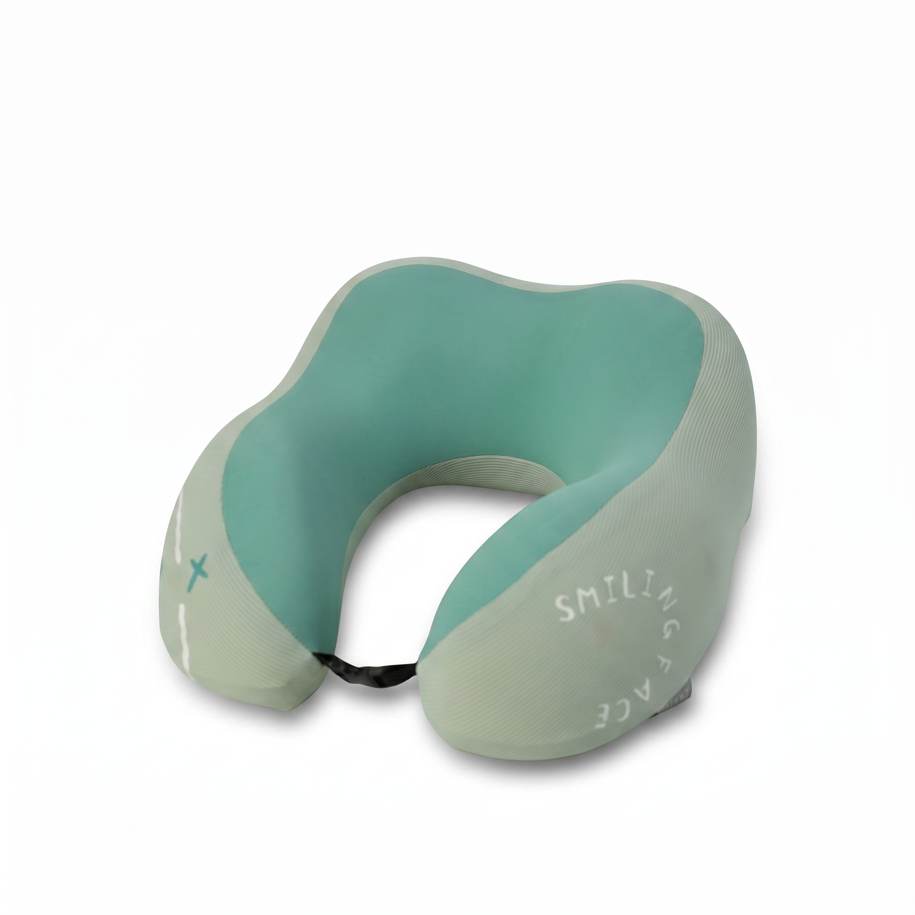 Teal and grey Smiling Face travel neck pillow