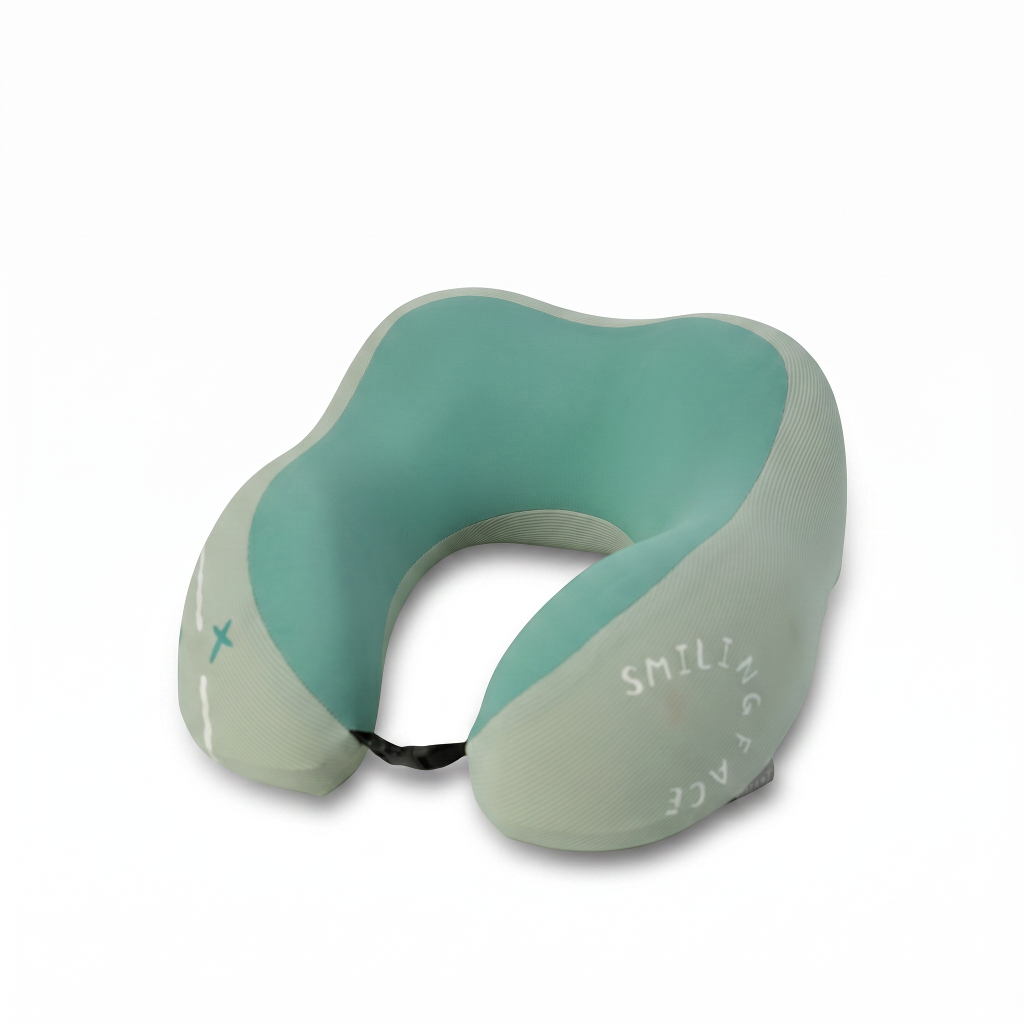 Teal and grey Smiling Face travel neck pillow