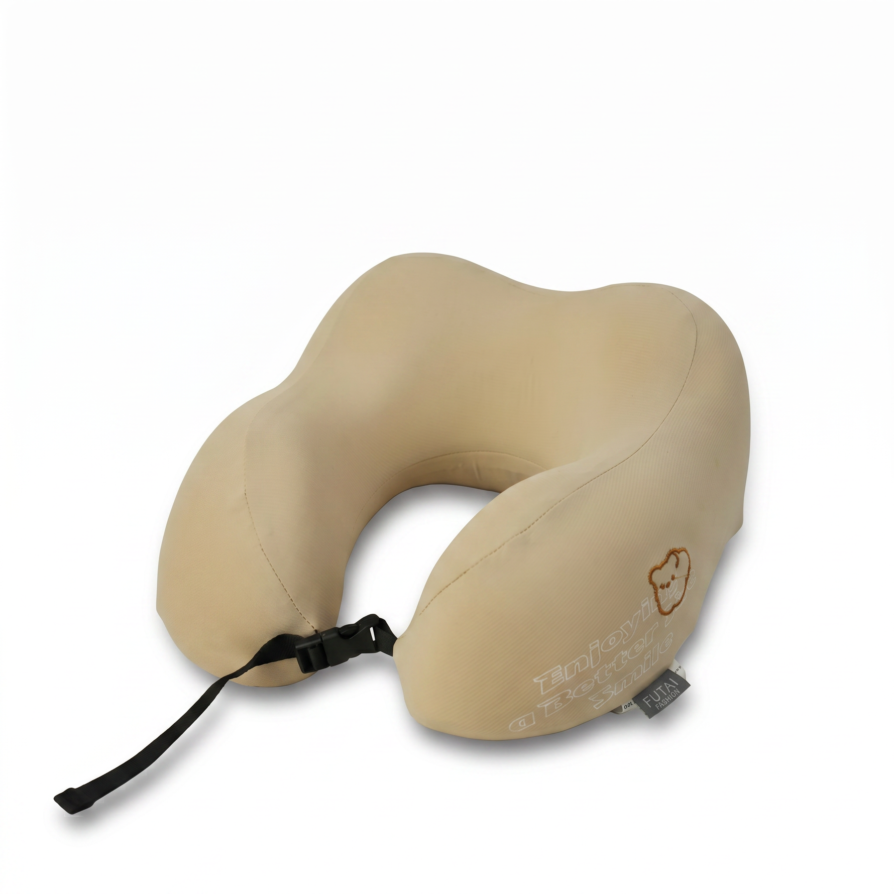 Memory-Foam Travel Neck Pillow with Adjustable Strap — Pink with Bear Logo — additional view 3