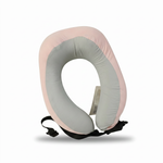 Pink and grey two-tone travel neck pillow with adjustable strap