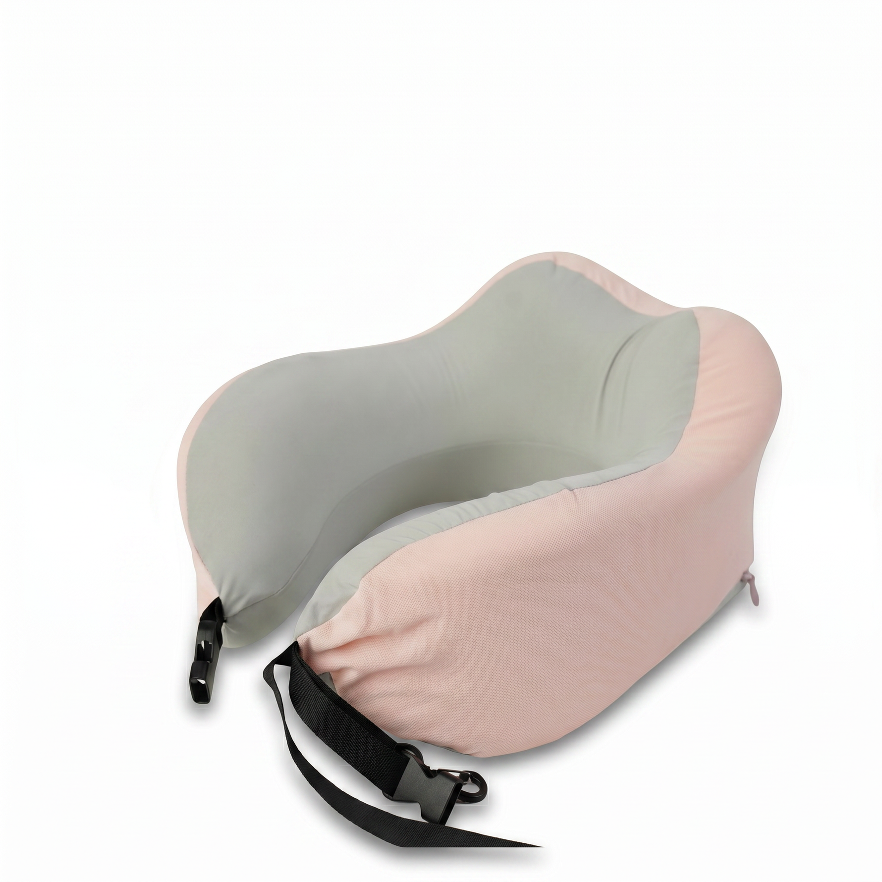 Two-Tone Travel Neck Pillow with Adjustable Strap — Pink / Grey — additional view 2