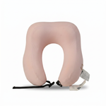 Memory-Foam Travel Neck Pillow with Adjustable Strap — Pink with Bear Logo — additional view 4
