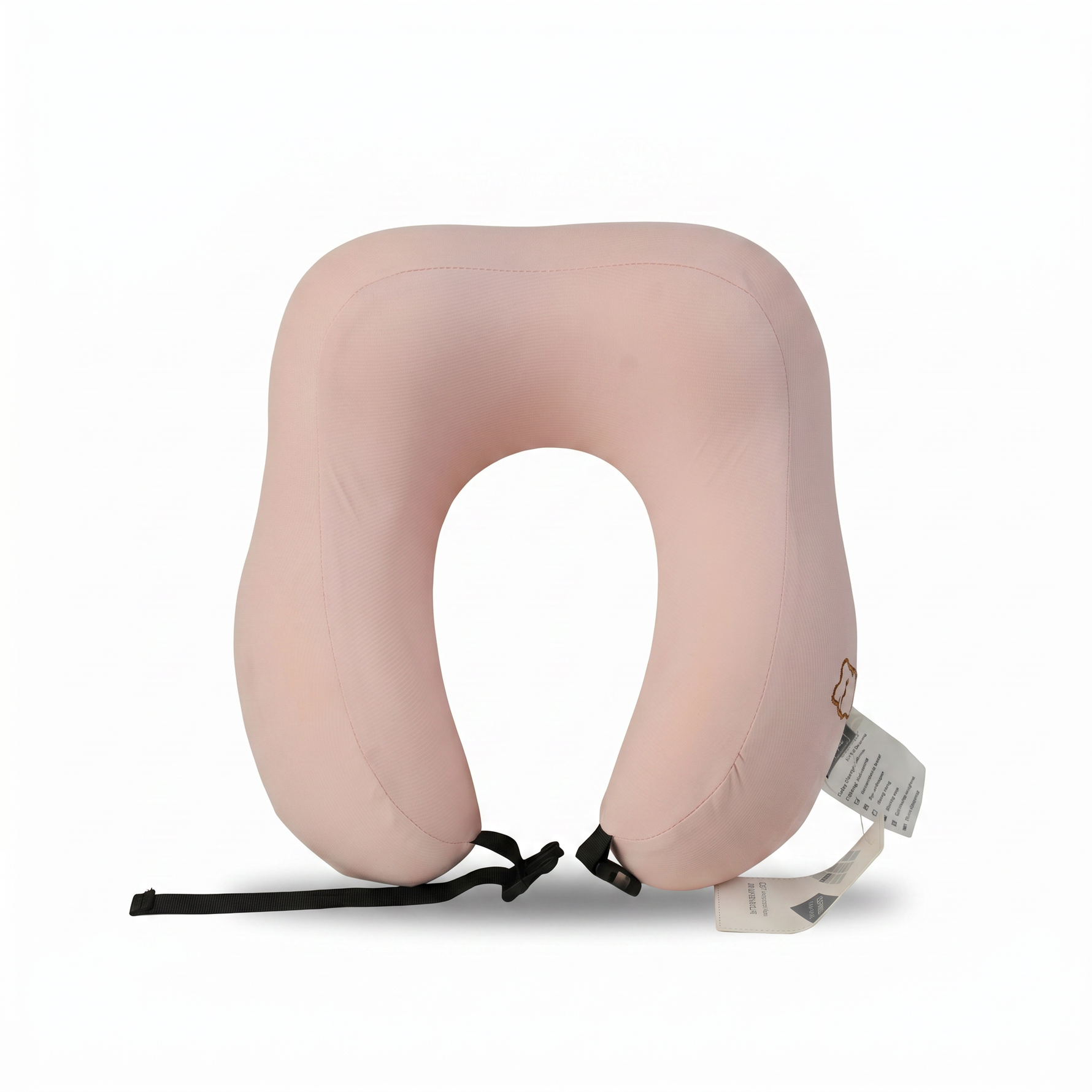 Memory-Foam Travel Neck Pillow with Adjustable Strap — Pink with Bear Logo — additional view 4