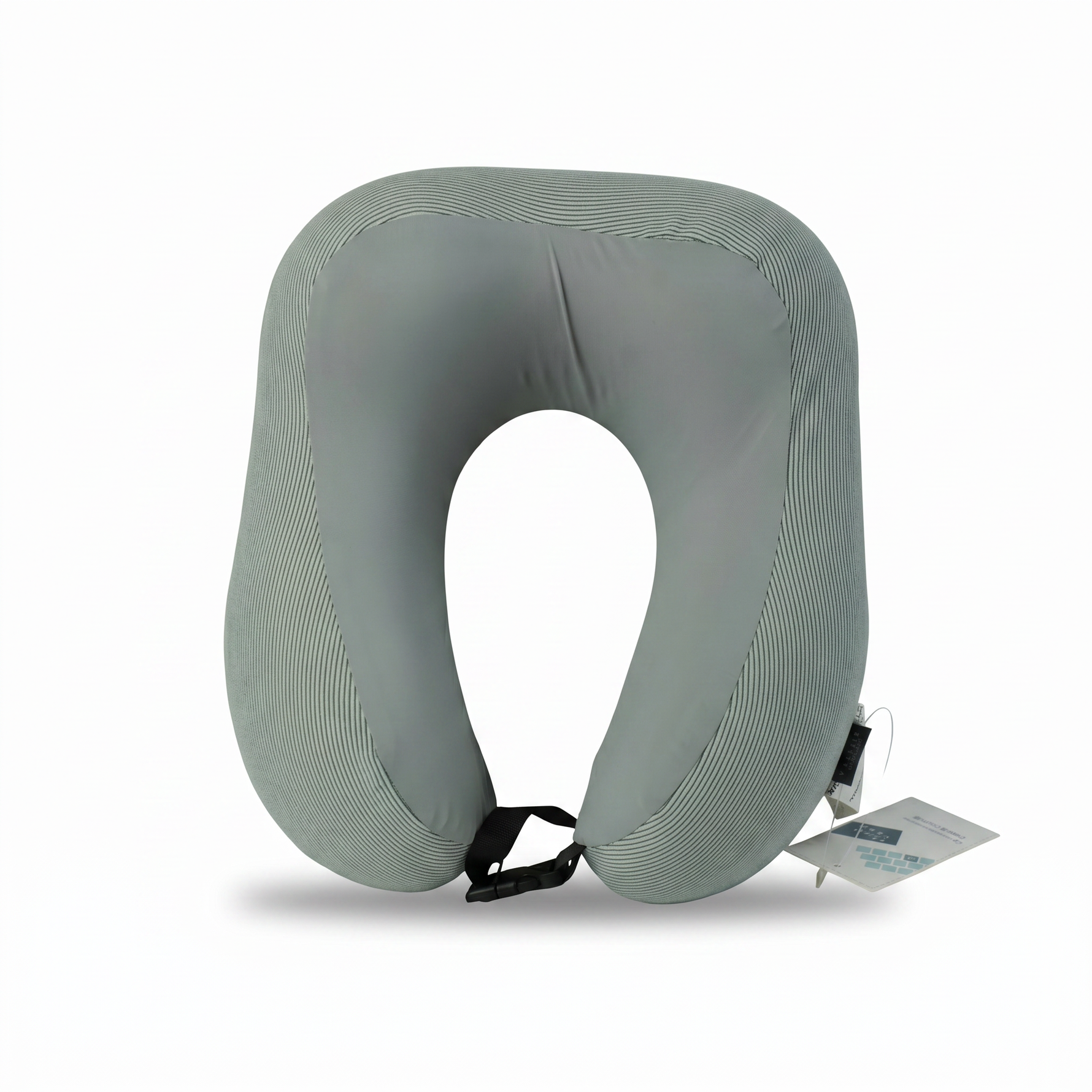 Contoured Memory-Foam Travel Neck Pillow with Adjustable Strap — Blue / Grey — additional view 4