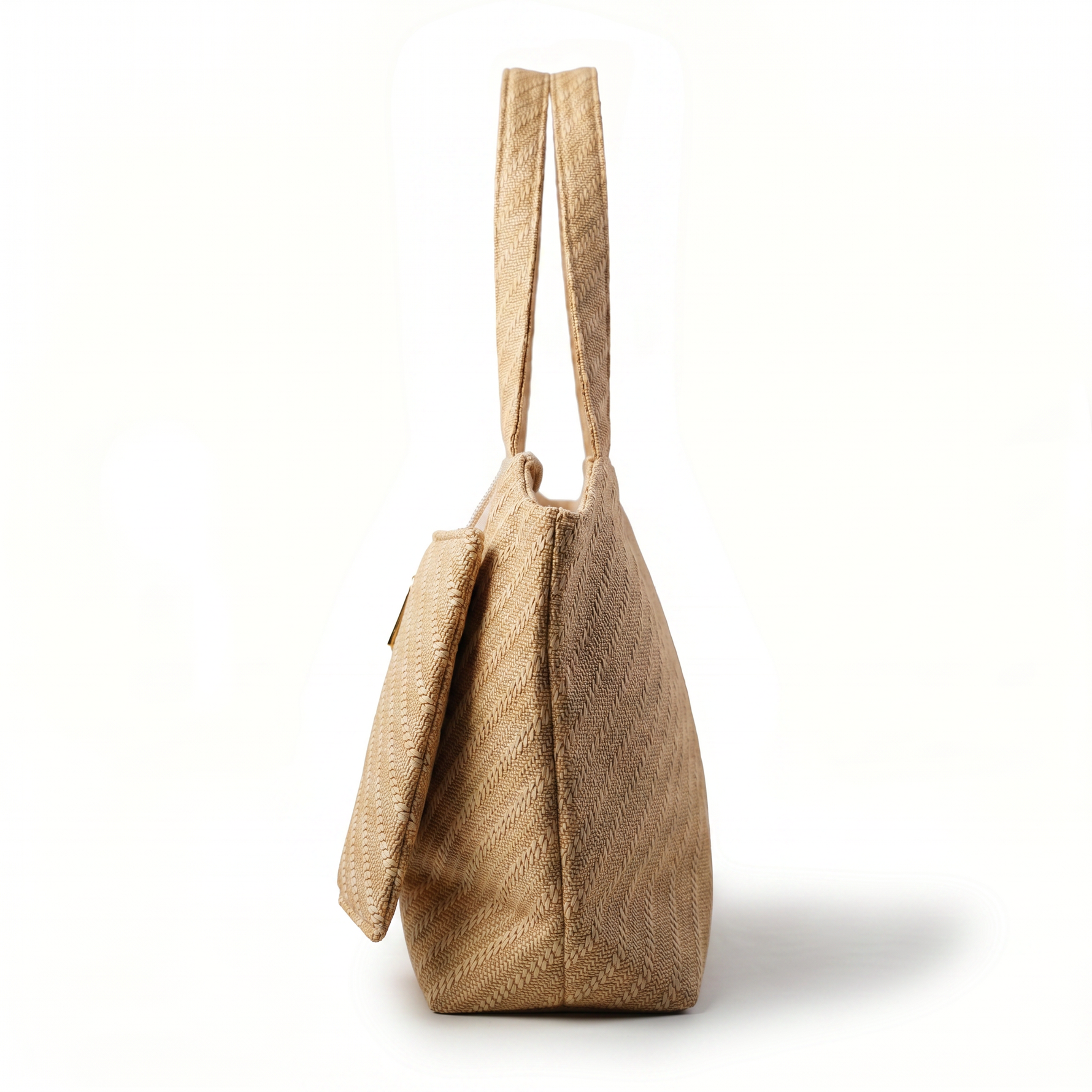 Woven Textured Tote Bag with Front Zip Pocket — additional view 8