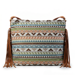 Aztec Pattern Crossbody Bag with Suede Fringe — additional view 3
