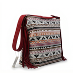 Aztec Pattern Crossbody Bag with Suede Fringe — additional view 5
