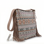 Aztec Pattern Crossbody Bag with Suede Fringe — additional view 6