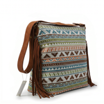 Aztec Pattern Crossbody Bag with Suede Fringe — additional view 7