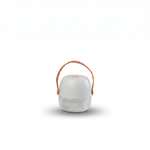 White portable electric lint remover with leather strap