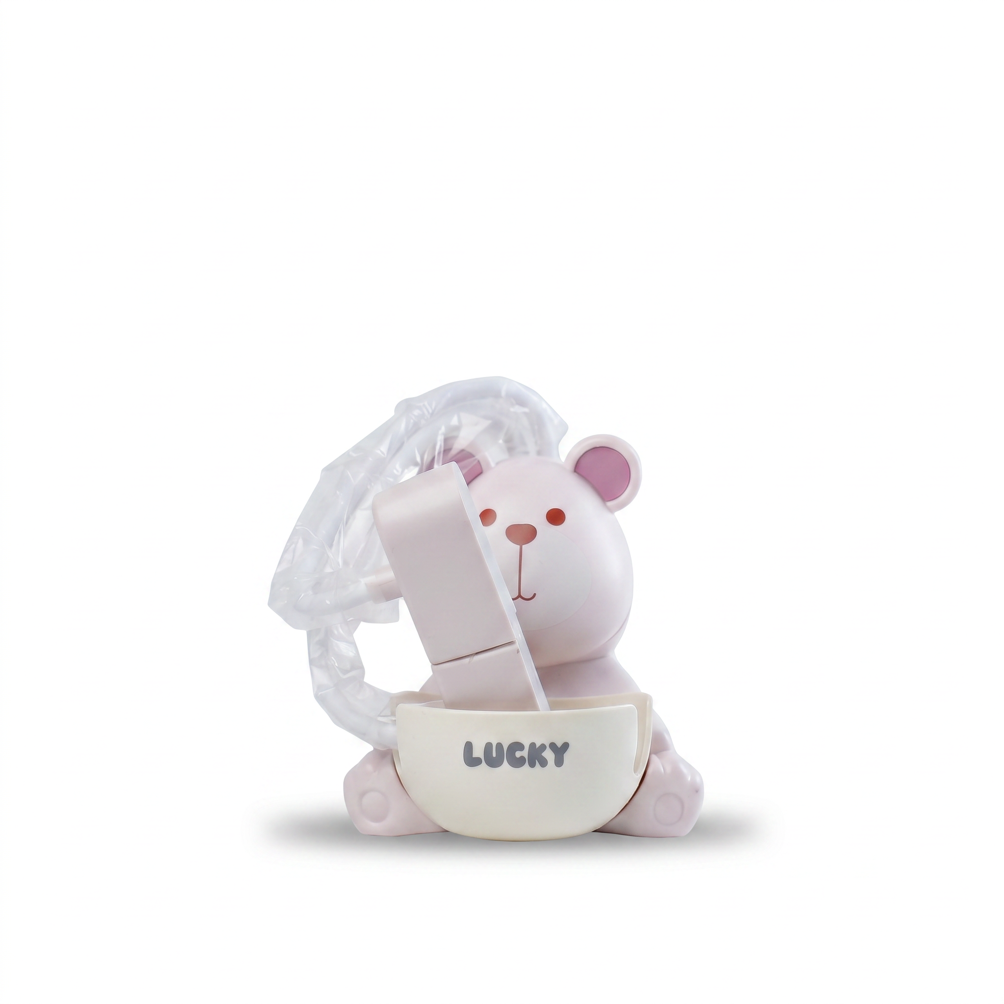 Pink Lucky bear character LED night lamp with folding panel