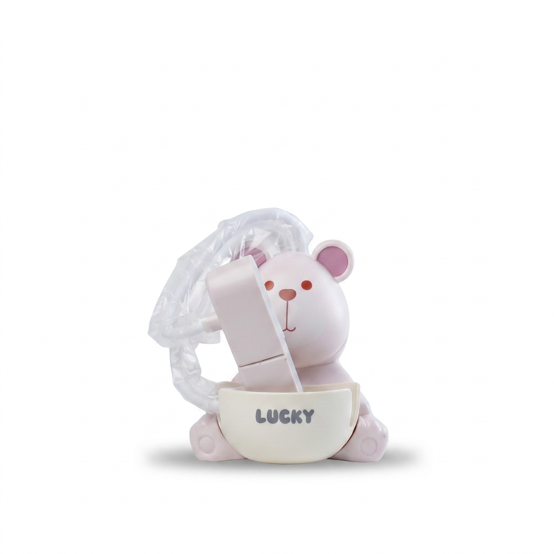 Pink Lucky bear character LED night lamp with folding panel