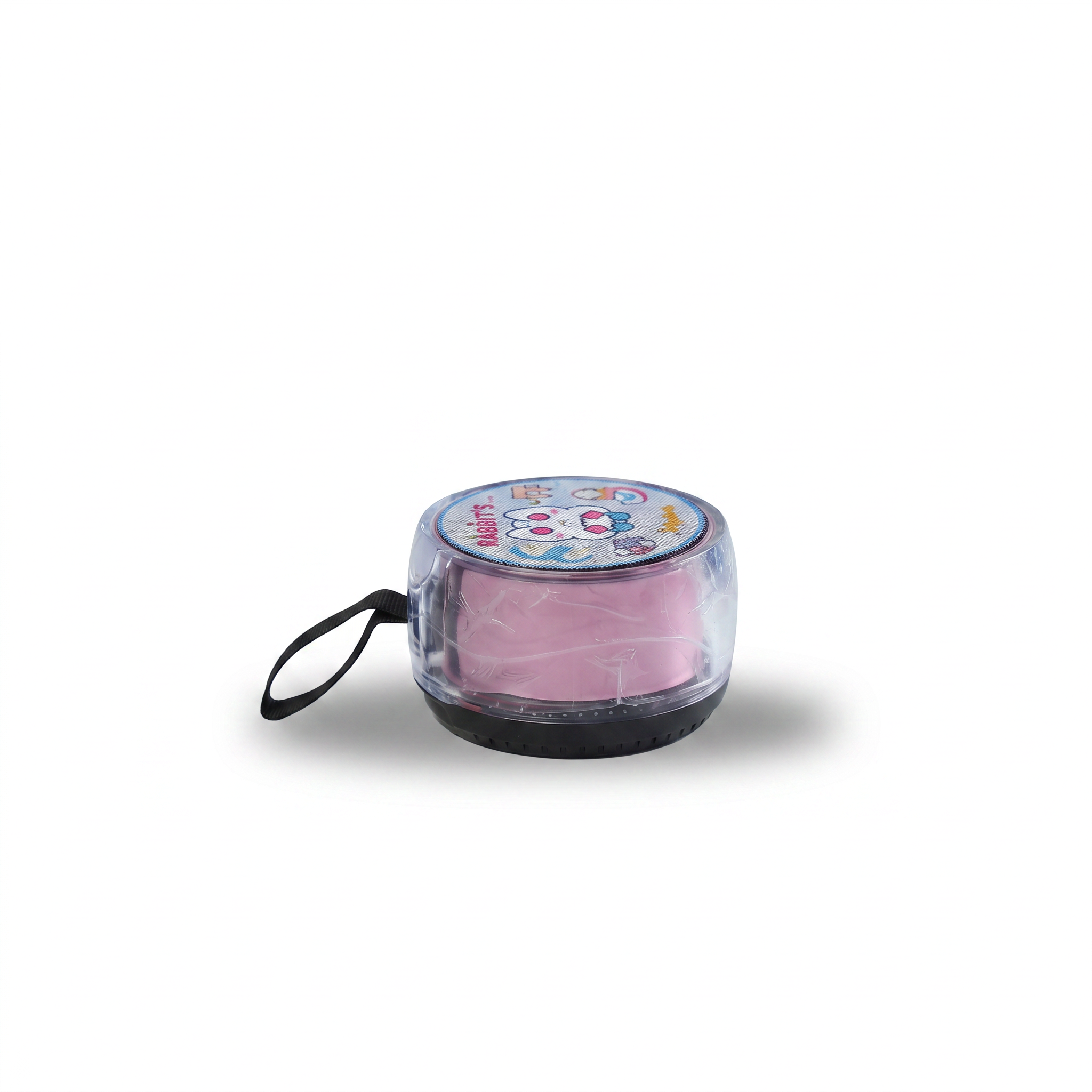 Pink mini portable bluetooth speaker with wrist strap