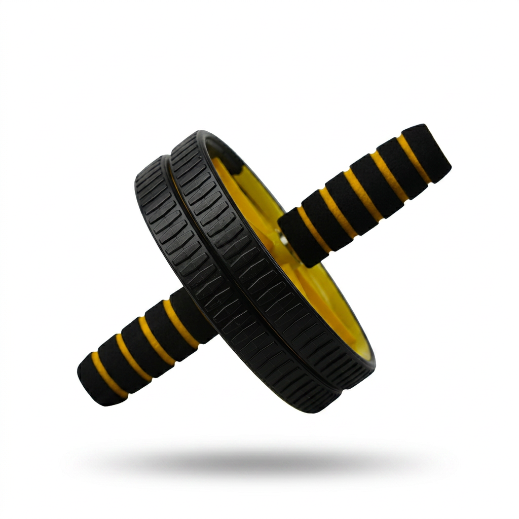 Black and yellow abdominal AB roller wheel