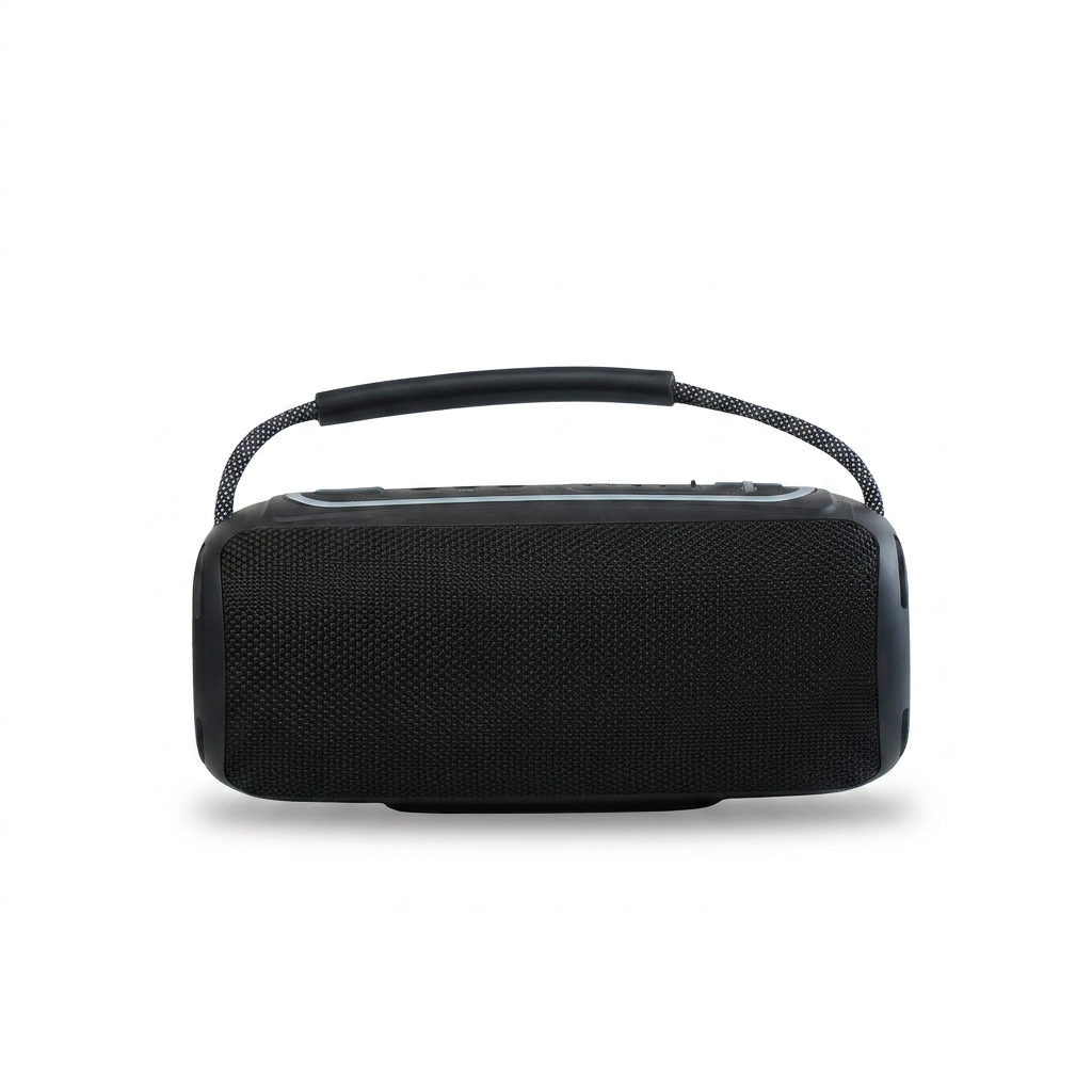 Premium black portable bluetooth speaker with top carry handle