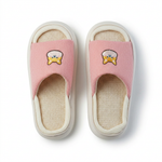 Ribbed Fabric Slide Slippers with Chick-Face Applique — Grey — additional view 2