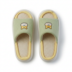 Ribbed Fabric Slide Slippers with Chick-Face Applique — Grey — additional view 3