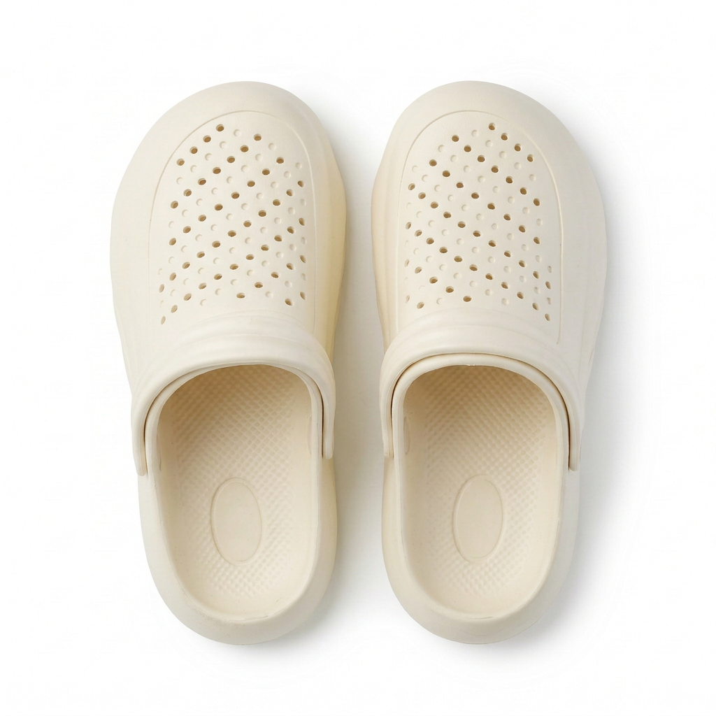 Cream perforated EVA garden clogs