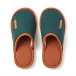 Two-Tone Knit Mule Bedroom Slippers — Mustard / Teal — additional view 3