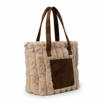 Faux Fur Tote Bag with Suede Front Pocket and Handles — additional view 3