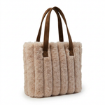 Faux Fur Tote Bag with Suede Front Pocket and Handles — additional view 8