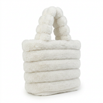 Ribbed Faux Fur Mini Bucket Bag with Braided Handles — additional view 4