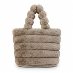 Ribbed Faux Fur Mini Bucket Bag with Braided Handles — additional view 5