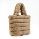 Ribbed Faux Fur Mini Bucket Bag with Braided Handles — additional view 6