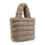Ribbed Faux Fur Mini Bucket Bag with Braided Handles — additional view 7