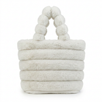 Ribbed Faux Fur Mini Bucket Bag with Braided Handles — additional view 8