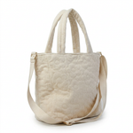 Cream quilted tote with crossbody strap
