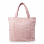 Pink quilted tote — variant with front patch pocket