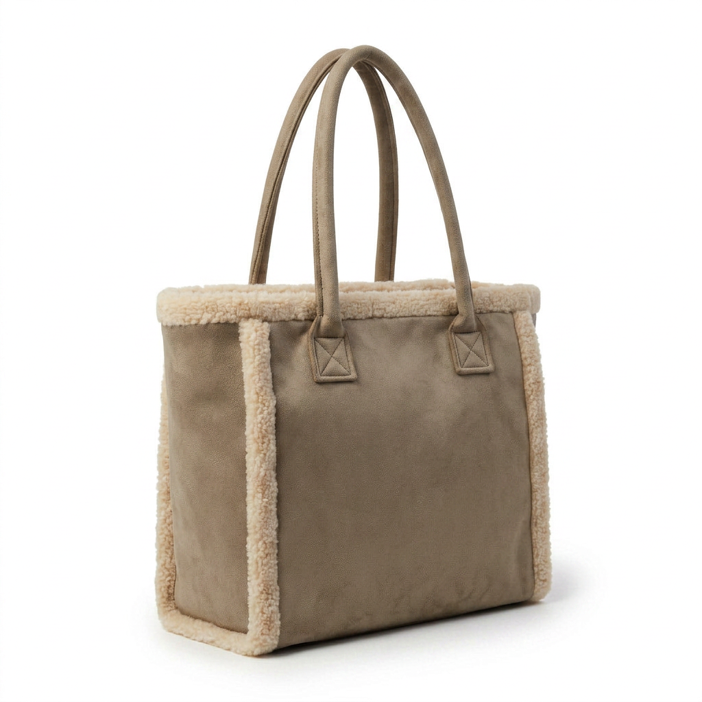Suede-Look Tote Bag with Sherpa Side Trim — additional view 5