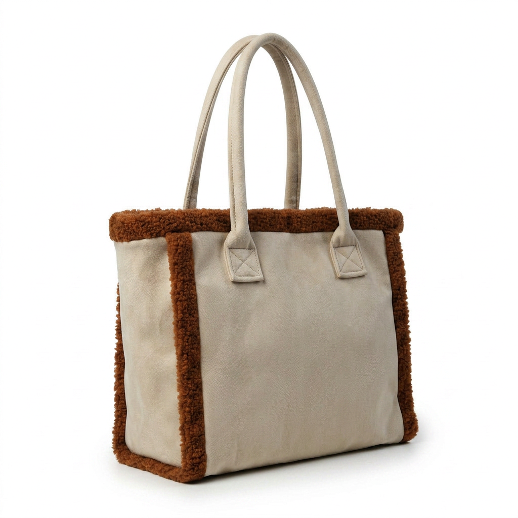 Suede-Look Tote Bag with Sherpa Side Trim — additional view 6
