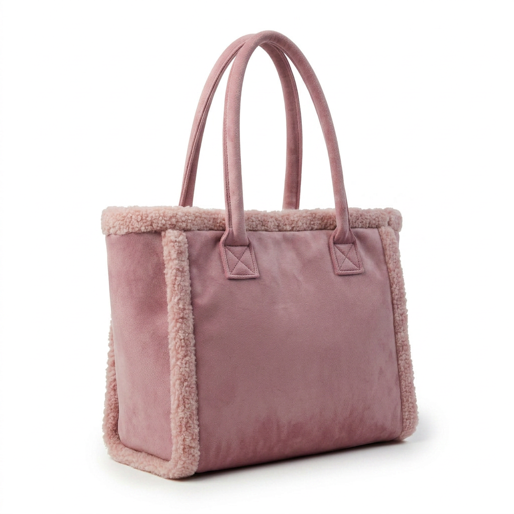 Suede-Look Tote Bag with Sherpa Side Trim — additional view 8