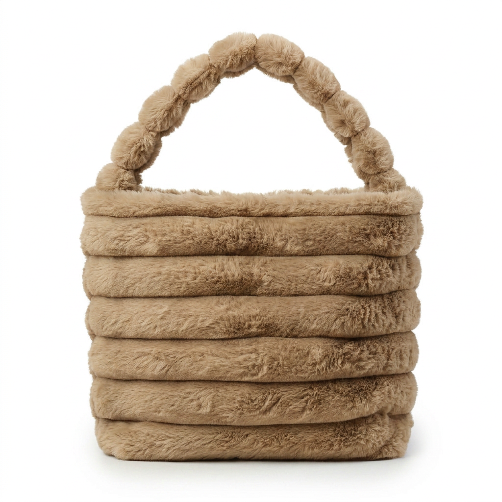 Ribbed Faux Fur Bucket Bag — additional view 4