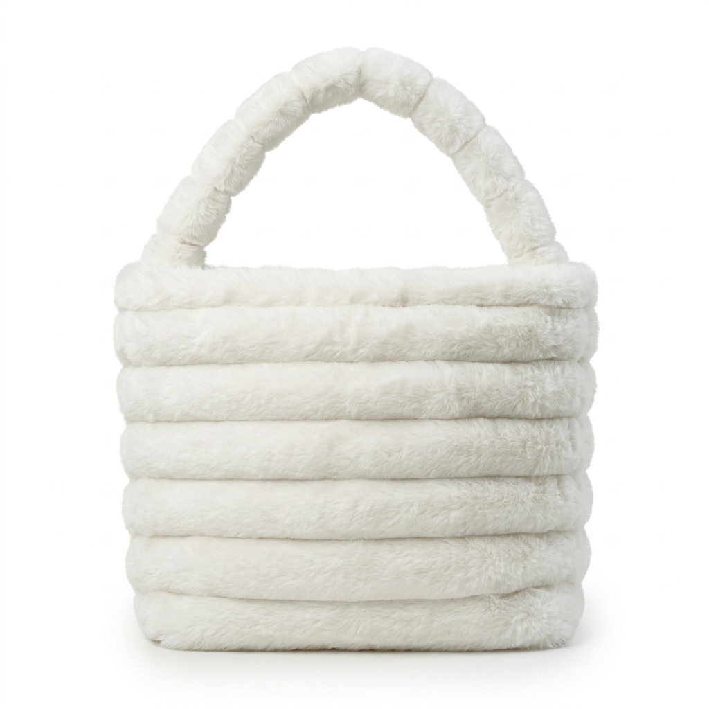 Ribbed Faux Fur Bucket Bag — additional view 5