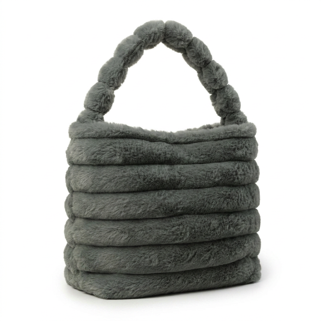 Ribbed Faux Fur Bucket Bag — additional view 6
