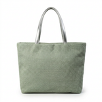 Sage green ribbed knit tote bag