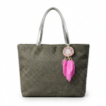 Ribbed Knit Tote Bag Set with Feather Charm — additional view 5