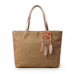 Ribbed Knit Tote Bag Set with Feather Charm — additional view 6