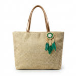 Ribbed Knit Tote Bag Set with Feather Charm — additional view 7