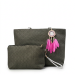 Ribbed Knit Tote Bag Set with Feather Charm — additional view 10