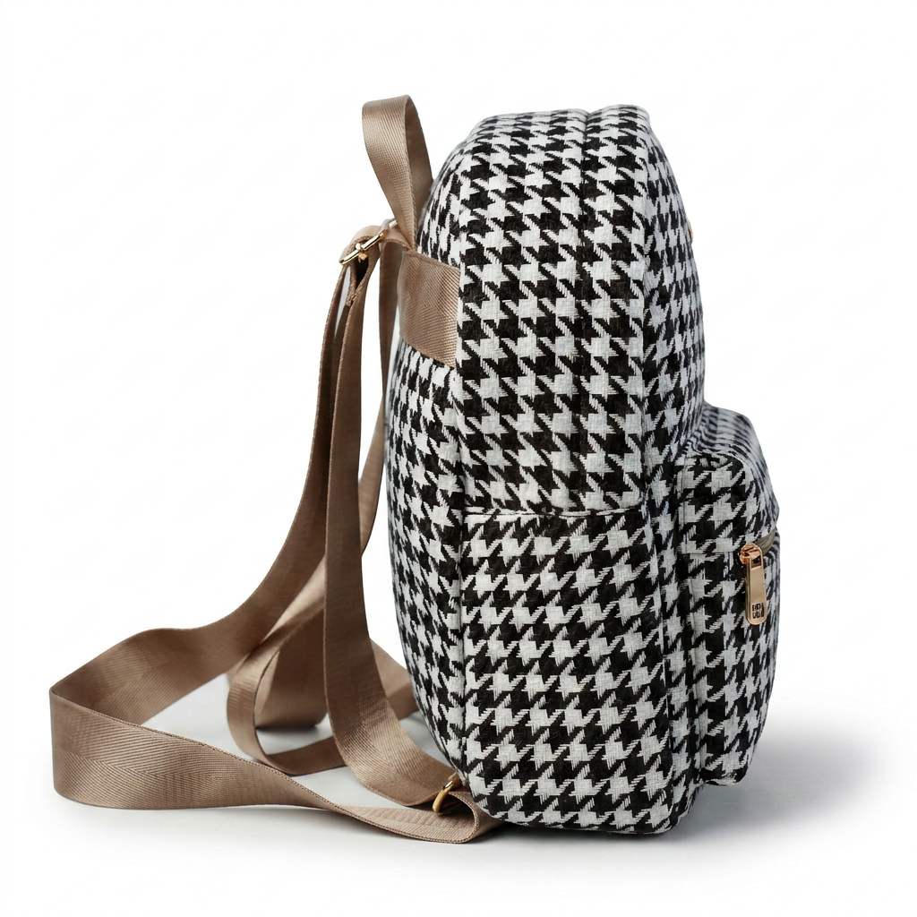 Houndstooth Mini Backpack with Gold Heart Charm — additional view 4