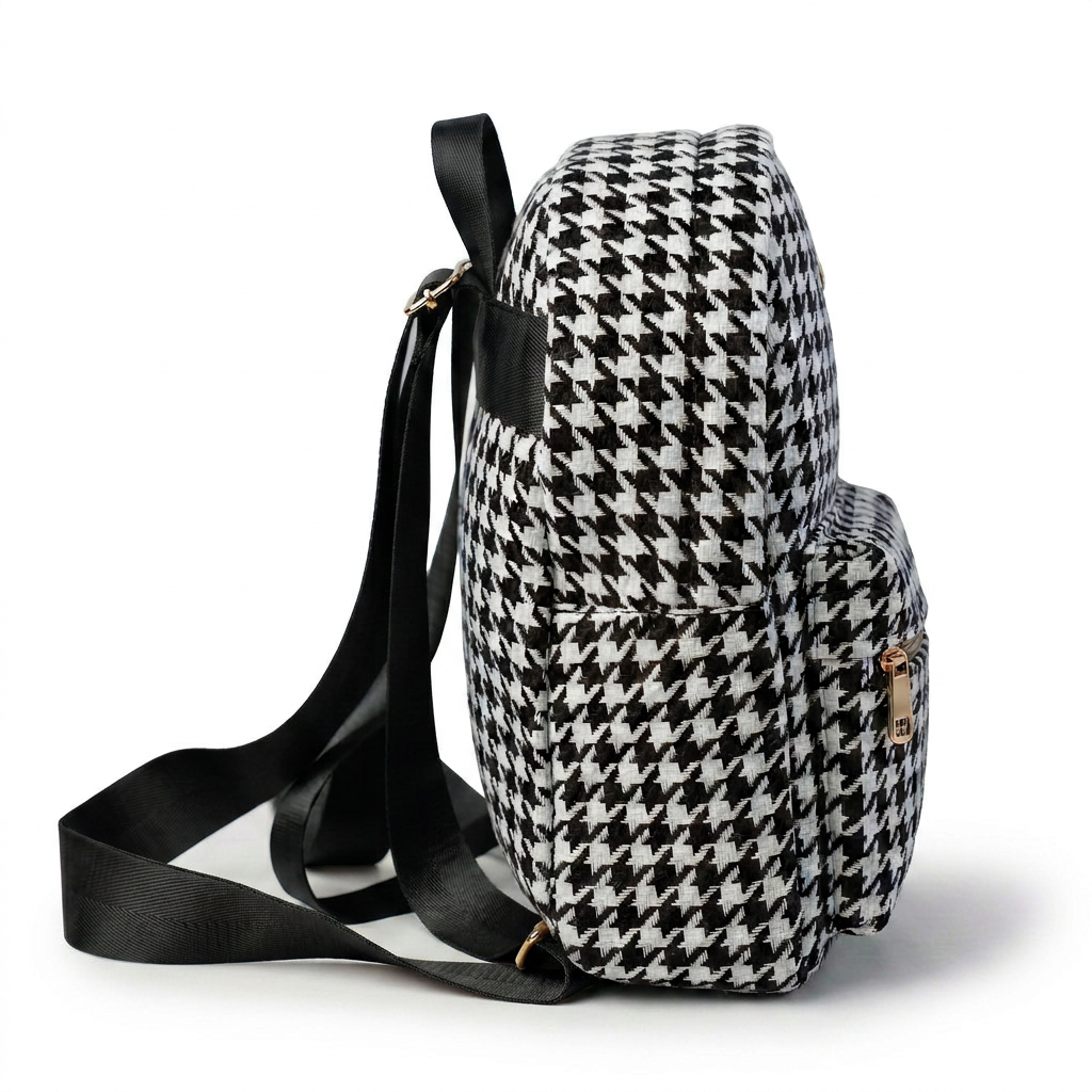 Houndstooth Mini Backpack with Gold Heart Charm — additional view 5