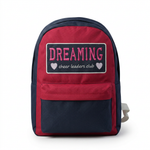 Red and navy school backpack with Dreaming cheer leaders club patch
